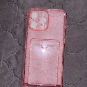 Pink Clear Glitter Card Slot Phone Case